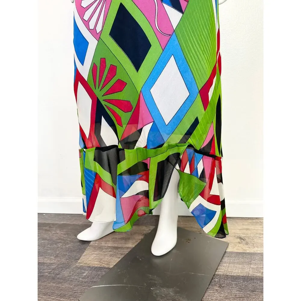 Y2K Colorful Bias Cut Flutter Dress size large - Picture 8 of 8